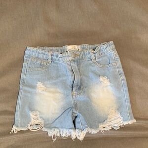 Light Blue Distressed Denim Kids' Shorts